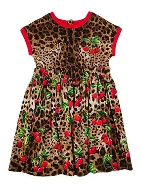 Dolce & Gabbana Red & Brown Leopard Cherry Embroidered Top